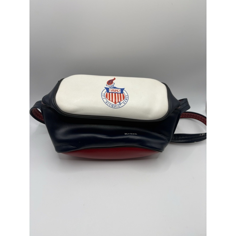 Vintage Kodak 1972 Olympic Games Camera Bag USA Red White Blue Case Strap 9"